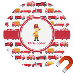 Firetrucks Round Car Magnet - 6" (Personalized)