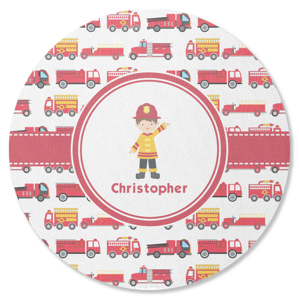 Custom Firetrucks Round Rubber Backed Coaster (Personalized)