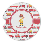 Firetrucks Sandstone Car Coaster - Single (Personalized)