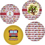 Firetrucks Set of 4 Glass Lunch / Dinner Plate 10" (Personalized)