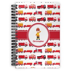 Firetrucks Spiral Notebook - 7x10 w/ Name or Text