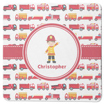 Firetrucks Square Rubber Backed Coaster (Personalized)