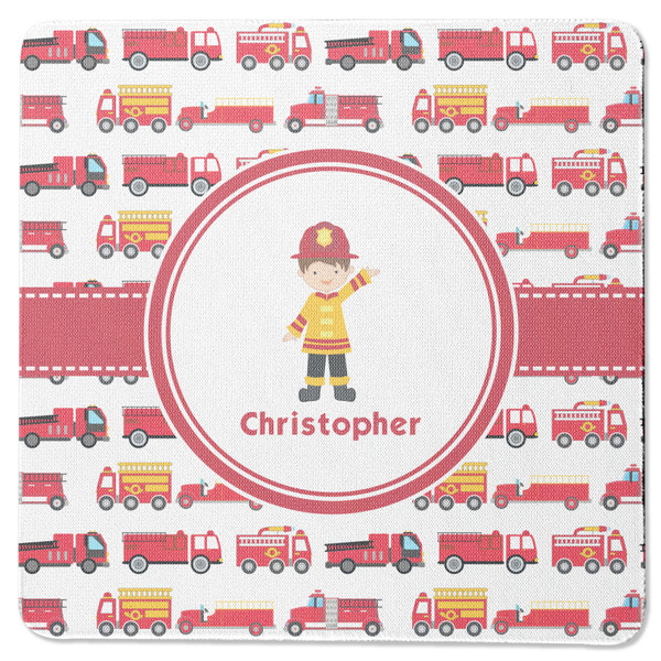 Custom Firetrucks Square Rubber Backed Coaster (Personalized)