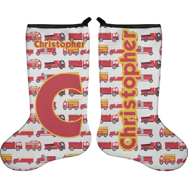 Custom Firetrucks Holiday Stocking - Double-Sided - Neoprene (Personalized)