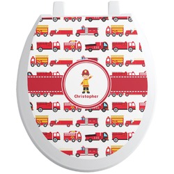 Firetrucks Toilet Seat Decal - Round (Personalized)