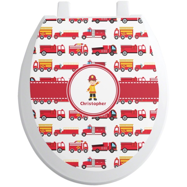 Custom Firetrucks Toilet Seat Decal - Round (Personalized)