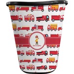 Firetrucks Waste Basket - Single Sided (Black) (Personalized)