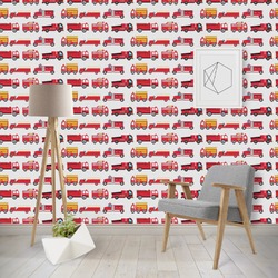 Firetrucks Wallpaper & Surface Covering (Peel & Stick - Repositionable)