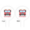 Firetrucks White Plastic 6" Food Pick - Round - Double Sided - Front & Back