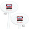 Firetrucks White Plastic 7" Stir Stick - Double Sided - Oval - Front & Back