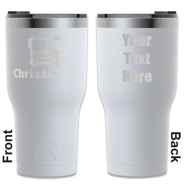 Custom Firetrucks RTIC Tumbler - White - Engraved Front & Back (Personalized)