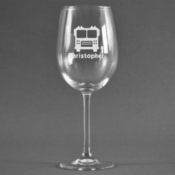 Firetrucks Wine Glass (Single) (Personalized)