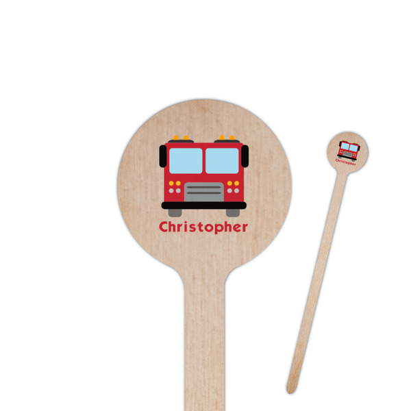 Custom Firetrucks 7.5" Round Wooden Stir Sticks - Single Sided (Personalized)