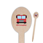 Firetrucks Oval Wooden Food Picks - Single Sided (Personalized)