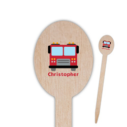 Firetrucks Oval Wooden Food Picks - Double Sided (Personalized)