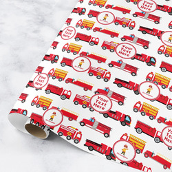 Firetrucks Wrapping Paper Roll - Medium (Personalized)