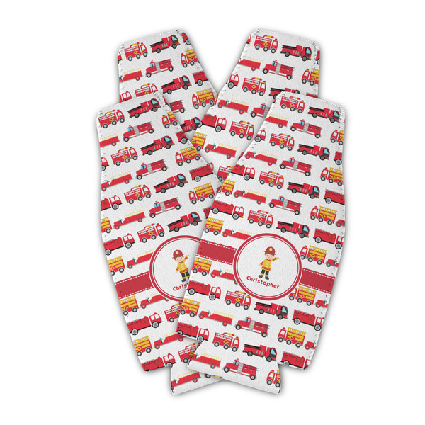 Custom Firetrucks Zipper Bottle Cooler - Set of 4 (Personalized)