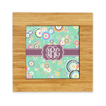 Colored Circles Bamboo Trivet with Ceramic Tile Insert (Personalized)