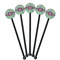 Colored Circles Black Plastic 5.5" Stir Stick - Round - Fan View