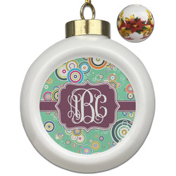Colored Circles Ceramic Ball Ornaments - Poinsettia Garland (Personalized)