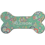 Colored Circles Ceramic Dog Ornament - Front w/ Monogram