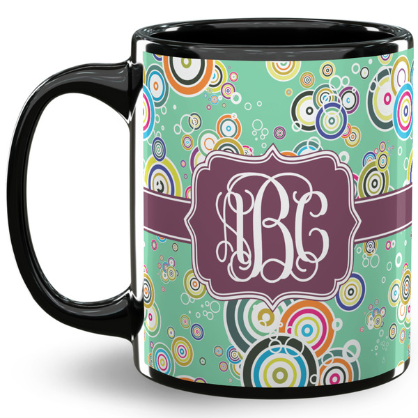 Custom Colored Circles 11 Oz Coffee Mug - Black (Personalized)