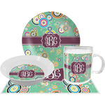 Colored Circles Dinner Set - Single 4 Pc Setting w/ Monograms