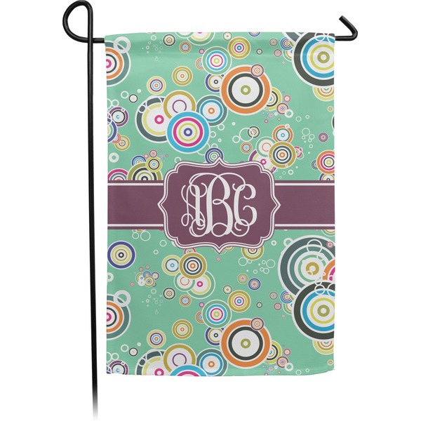 Custom Colored Circles Small Garden Flag - Double Sided w/ Monograms