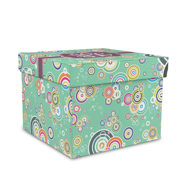 Custom Colored Circles Gift Box with Lid - Canvas Wrapped - Medium (Personalized)