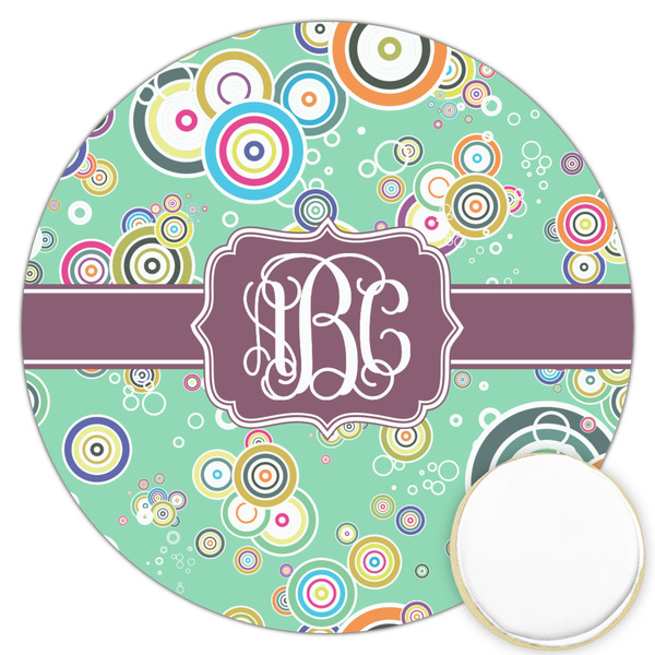 Custom Colored Circles Printed Cookie Topper - 3.25" (Personalized)