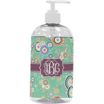 Colored Circles Plastic Soap / Lotion Dispenser (16 oz - Large - White) (Personalized)