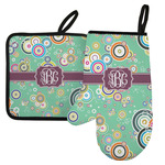 Colored Circles Left Oven Mitt & Pot Holder Set w/ Monogram