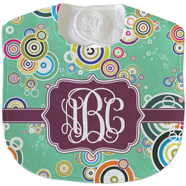 Custom Colored Circles Velour Baby Bib w/ Monogram