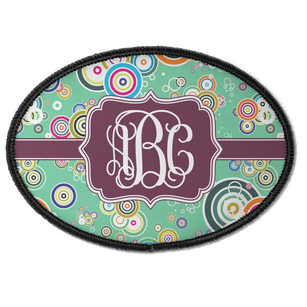 Custom Colored Circles Iron On Oval Patch w/ Monogram