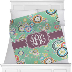 Colored Circles Minky Blanket - Toddler / Throw - 60"x50" - Single Sided w/ Monogram