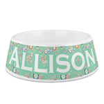 Colored Circles Plastic Dog Bowl - Medium (Personalized)