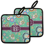 Colored Circles Pot Holders - Set of 2 w/ Monogram