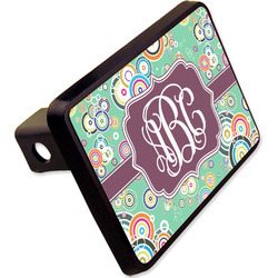 Colored Circles Rectangular Trailer Hitch Cover - 2" w/ Monogram