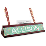 Colored Circles Red Mahogany Nameplate with Business Card Holder (Personalized)