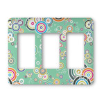 Colored Circles Rocker Style Light Switch Cover - Three Switch