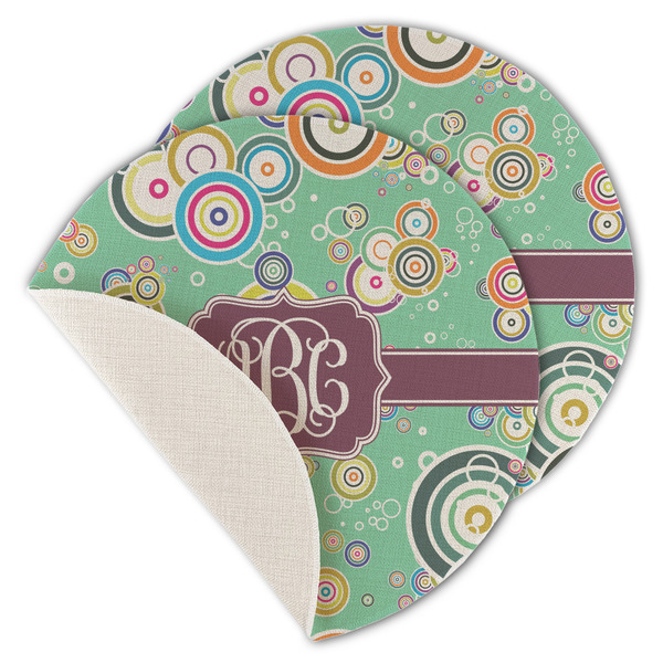 Custom Colored Circles Round Linen Placemat - Single Sided - Set of 4 (Personalized)