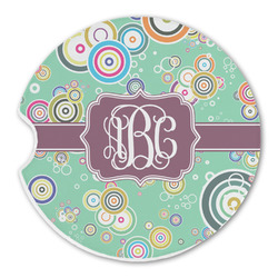 Colored Circles Sandstone Car Coaster - Single (Personalized)