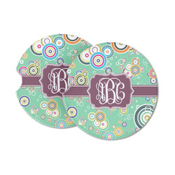 Colored Circles Sandstone Car Coasters - Set of 2 (Personalized)
