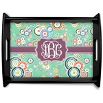 Colored Circles Black Wooden Tray - Large (Personalized)