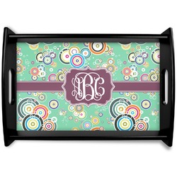 Colored Circles Black Wooden Tray - Small (Personalized)