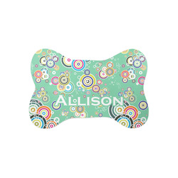 Colored Circles Bone Shaped Dog Food Mat (Small) (Personalized)