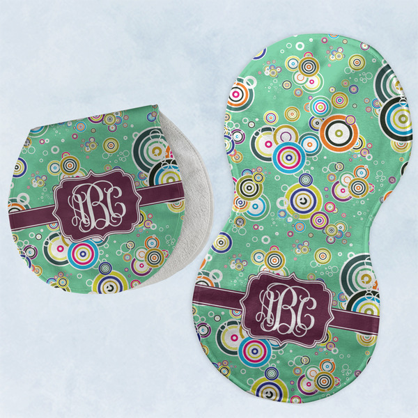 Custom Colored Circles Burp Pads - Velour - Set of 2 w/ Monogram