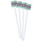 Colored Circles White Plastic Stir Stick - Double Sided - Square - Front