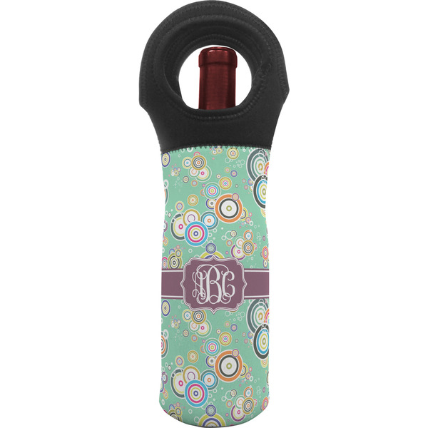 Custom Colored Circles Wine Tote Bag w/ Monogram