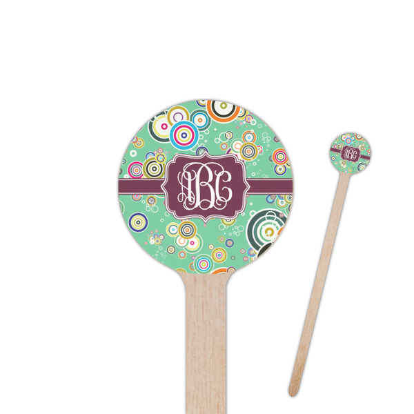 Custom Colored Circles 7.5" Round Wooden Stir Sticks - Double Sided (Personalized)